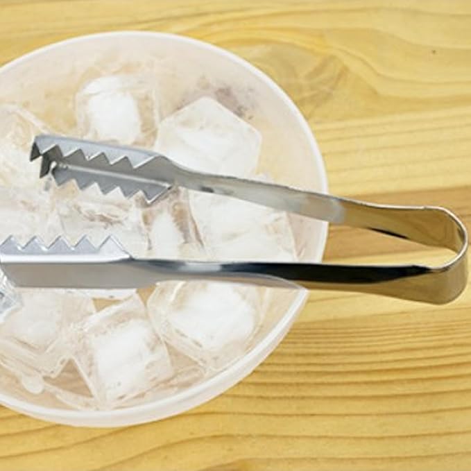2Pcs Ice Tongs for Jumbo Ice Balls and King Cubes, Stainless Steel Ice Tongs for Ice Bucket with Serrated for Cocktails Whiskeys Drink Coffee