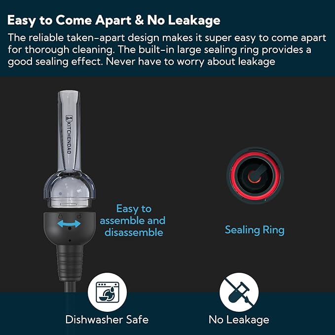 KITCHENDAO Detachable Wine Aerator Pourer - BPA Free Tritan Premium Wine Air Aerator - Improve Taste and Bouquet Instantly - Dishwasher Safe - Black
