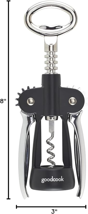 GoodCook Gourmet Deluxe Winged Corkscrew, Stainless Steel Worm, Universal Fit For All Cork Sizes