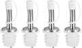 uxcell Stainless Steel Bottle Pourers, 4Pcs 75mm/2.95" Olive Oil Spout with Rubber Dust Caps, Wine Pourers Liquor Pour Spouts for Pours Liquid, Wine, Vinegar, Most Liquor Bottles (White)