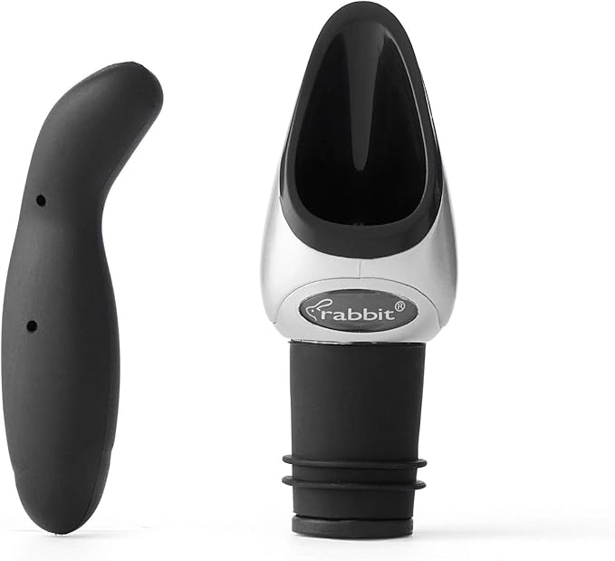 Metrokane Rabbit Wine Pourer with Stopper, Black, W6116N, 1 EA