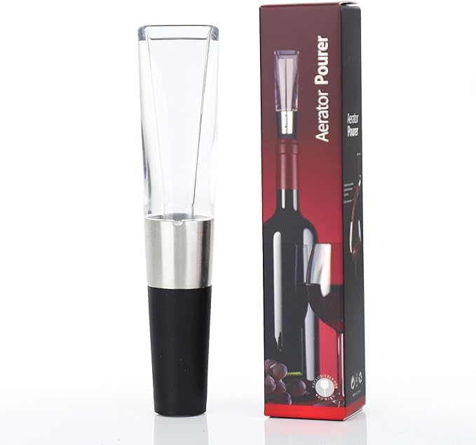 Wine Aerator and Pourer for Enhanced Flavor, Refined Aroma, Smooth Rich Finish, Travel Friendly, Affordable Valentines day Gift for Women/Friend/Wine Lover |Clear, No Drip and Stainless Steel Design