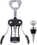 Wing Corkscrew,Ilyever Premium Wine Opener with Bottle Stopper,Multifunctional Corkscrew Wine Cork Opener Bottler Opener Remover for Home, Kitchen,Restaurant,Party and as Gift,Black