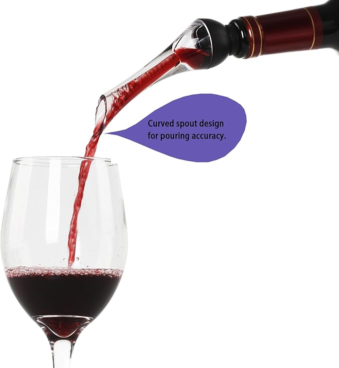Aerating Pourer/Decanter Spout (Black) for Red Wine Convenient and Stylish