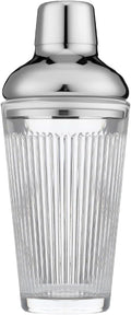 Glass Cocktail Shaker, Martini Shaker with Strainer for Bars, Whiskey, Cocktails 17oz (Silver)