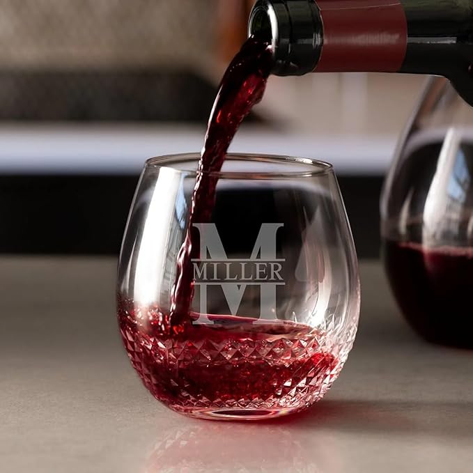 Avignon Custom Crystal Wine Glass Stemless - Personalized Stemless Wine Glass