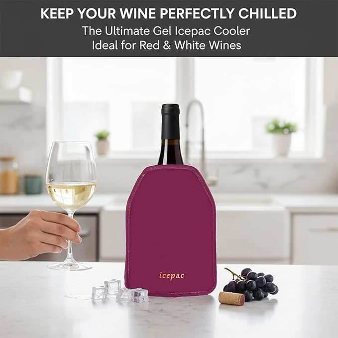 Wine Cooler Sleeve, Wine Bottle Gel Cooler Sleeve Freezer Chiller, Long Lasting Keep Wine Cool and Chill Sleeve for Prosecco Champagne Beer Wine Bottles(1PCS red)