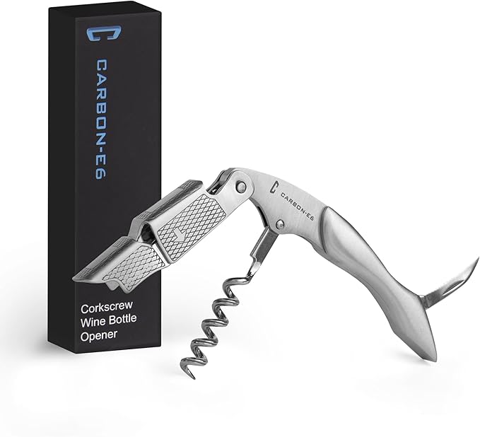 [3-Pack] CARBON-E6 Premium-Grade Waiter's Corkscrew Wine Bottle Opener (The ultimate wine key for bartenders, servers, sommeliers, connoisseurs, enologists, and all wine enthusiasts)