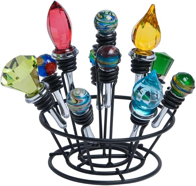 Oenophilia Bottle Stopper Bouquet, Black Metal, Wine Bottle Stopper Holder, Wine Gifts