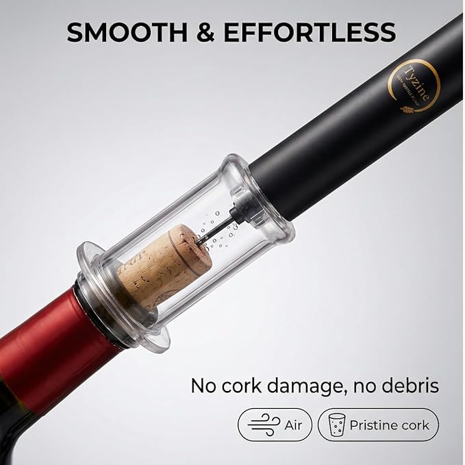 Air Pressure Pump Bottle Opener With Foil Cutter And Aerator Pourer,Simple Cork Remover,Efficient Corkscrew Bottle Opener,Great For Wine Lovers,Perfect Wine Gift. (Black 5 set)