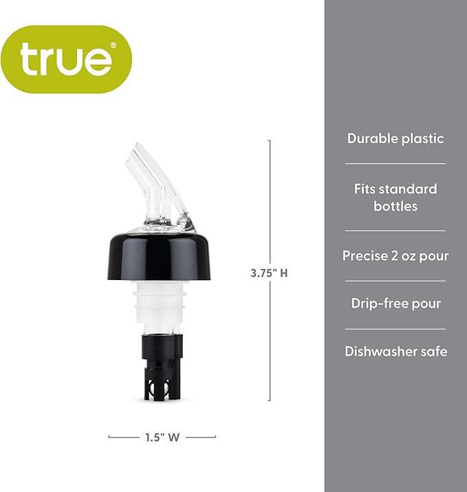 TRUE Ace Measured Liquor Pour Spout 2 Ounce Pourer, Fits Standard Bottles, Set of 1, White