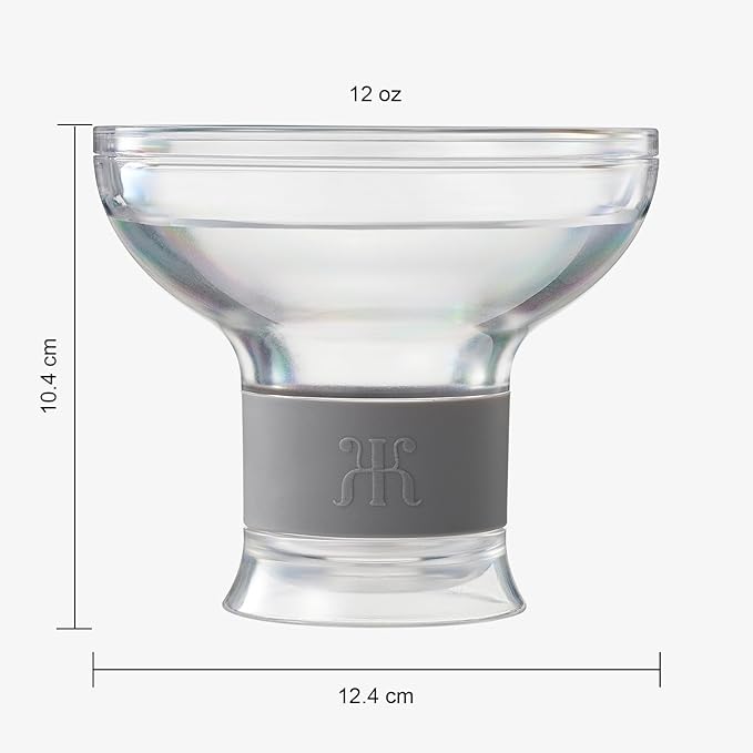 Frozen Margarita & Cocktail Chiller Glasses | Set of 4 | 12 OZ Unbreakable Tritan Acrylic , Double Wall Plastic Insulated Glass to Keep your Drink Cool With Freeze Gel Glass , SiliconeHolder ( 12 OZ )