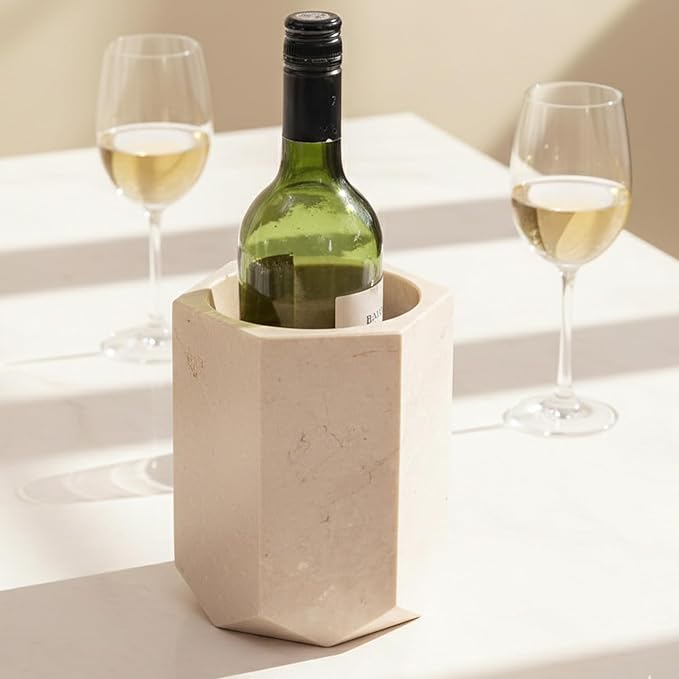 Radicaln Marble Wine Chiller Bucket 6.5 Inch Verona 750ml Wine Bottle Cooler & Champagne Chiller, Ice-Free Wine Cooler for Bar Cart, Kitchen Decor, Gift for Wine Lovers, Wedding & Housewarming Gift