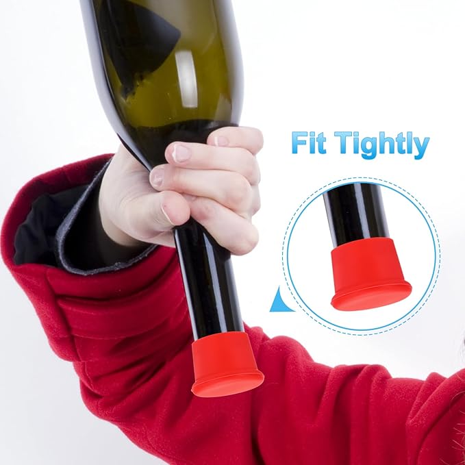 PATIKIL Silicone Wine Stoppers, Reusable Bottle Cover Wine Corks Bottle Caps Wine Saver Seal Keep Fresh for Beer Beverage Drink, 6-Color