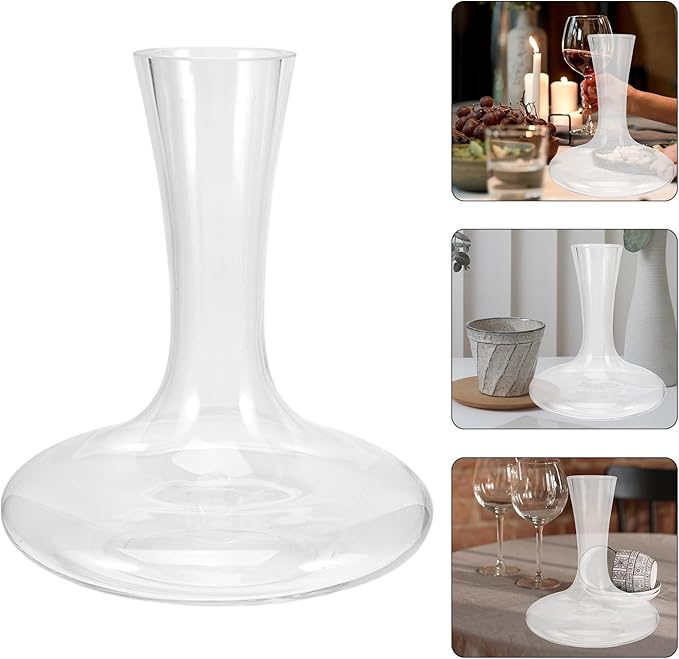 Handheld Glass Wine Decanter with Handle, Fast Pouring Crystal Red Wine Aerator for Home Bar and Dining, Creative Simple Design Beverage Serveware