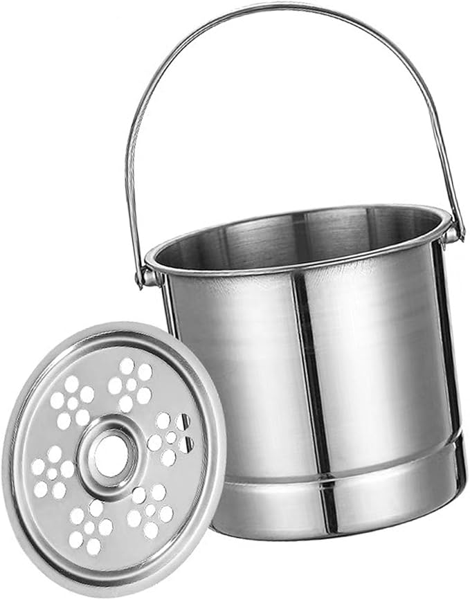 Small Ice Bucket, 1L Stainless Steel Cute Insulated Ice Buckets with Filter Plate and Carrying Handle Portable Mini Double Walled Ice Cube Bucket for Parties Cocktail Bar(Original Color)