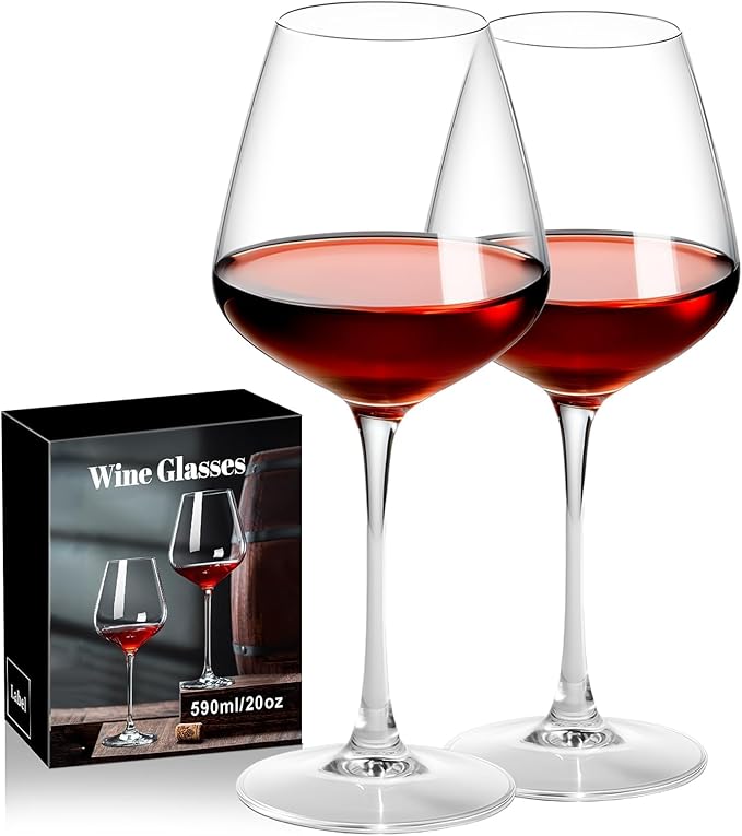 PARACITY Wine Glasses, christmas gift, Clear Glass, Long Stem Wine Glass for Red and White Wine - 10 OZ (Set of 2) (2, 20, Fluid Ounces)