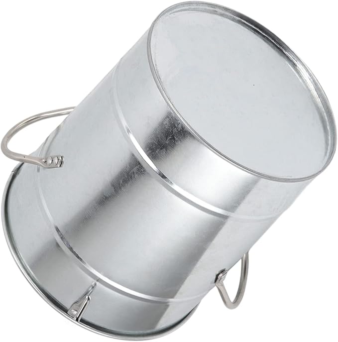 Round Ice Bucket with Ice Shovel, Bar Ice Tub Beer Chiller Bin, Double Wall Galvanized Sheet and Plastic Wine Storage Tub with Handle and Lid for Home Bar Party Use (Original Color)