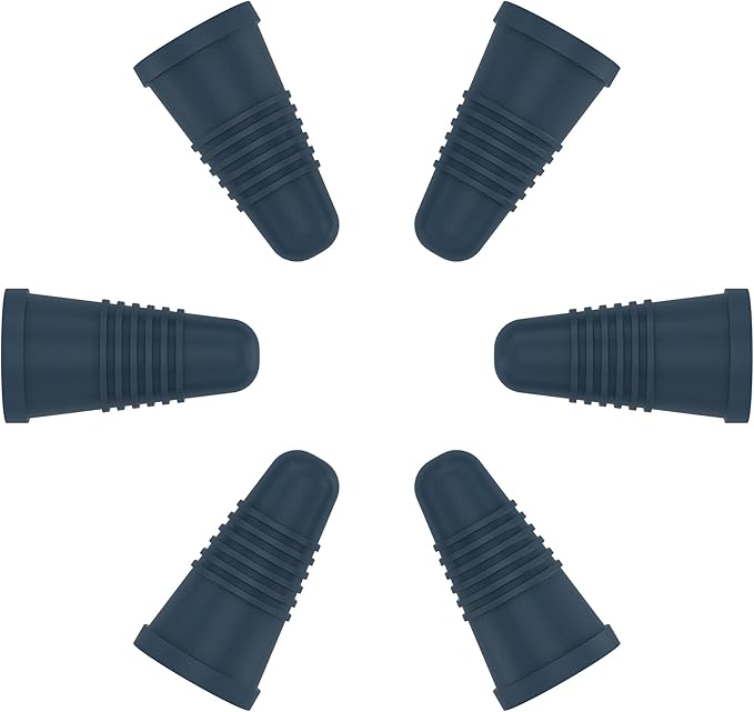 Silicone Wine Bottle Stoppers, Gray Blue, 6 Pack – Reusable Airtight Tapered Plugs for Standard Wine Bottles, Leakproof, BPA-Free, Dishwasher Safe