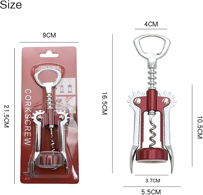 Wine Opener, Zinc Alloy Premium Wing Corkscrew Wine Bottle Opener with Wine Stopper, Multifunctional Wine Cork Opener Bottler Opener Remover for Home, Kitchen,Restaurant,Party and as Gift