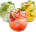 Oojami 48 piece Stemless Unbreakable Crystal Clear Plastic Wine Glasses Set of 48 Small (10 Ounce - Gold Rim)