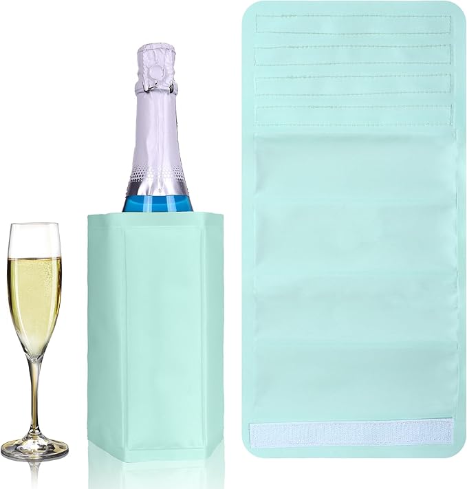 Wine Cooler and Champagne Cooler, Bottle Cooler Bag, Wine Cooler Sleeve, Reusable Ice Pack Sleeve – Elegant & Portable – Fits 750ml Bottles, Set of 2 Green