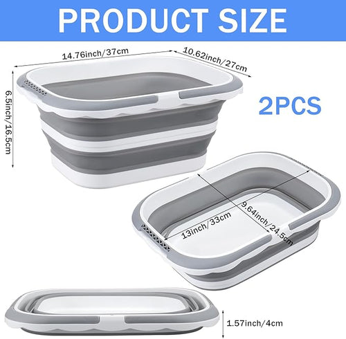 2 Pack Ice Buckets for Parties, Foldable Beverage Tub, Collapsible Ice Bucket for Wine Beer Champagne, Large Beer Ice Buckets Drink Cooler, Space Saving Ice Storage Tub Ice Cube Bin (8.5L*2)