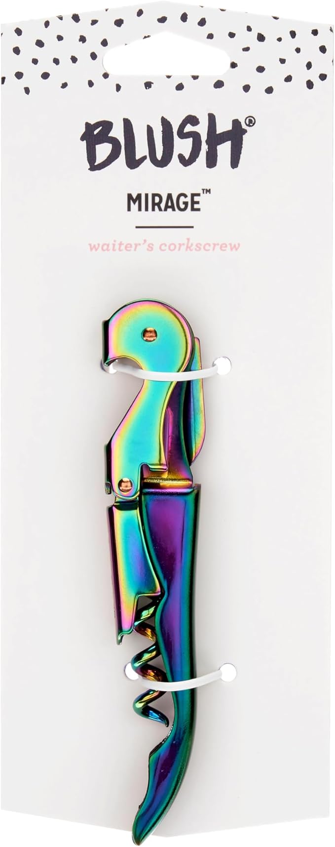 Blush Mirage Iridescent Double Hinged Corkscrew Wine Opener with Built-in Beer Bottle Opener, Stainless Steel Wine Key with Foil Cutter, Home Bar Gifts for Women, Bridesmaid Gifts, Kitchen and Travel