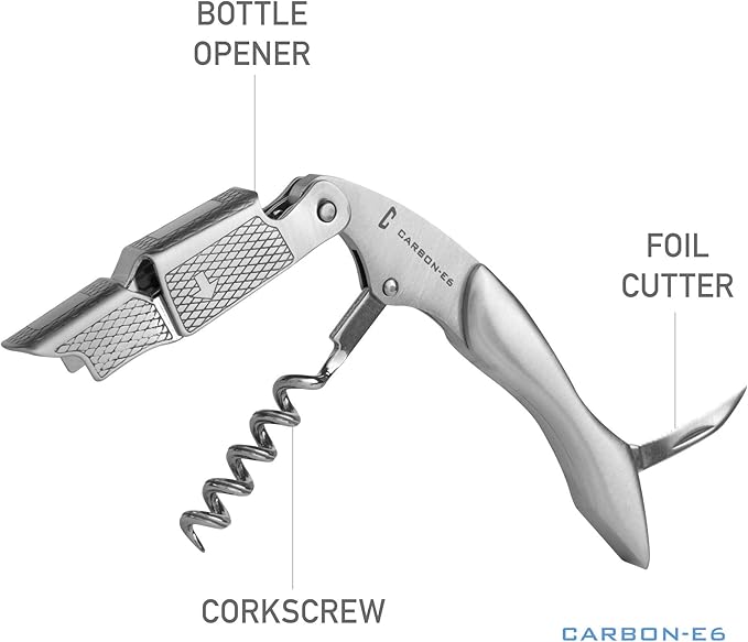 [2-Pack] CARBON-E6 Premium-Grade Waiter's Corkscrew Wine Bottle Opener (The ultimate tool for bartenders, servers, sommeliers, connoisseurs, enologists, and all wine enthusiasts)