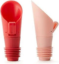 Rabbit Flipper Wine Pourer & Bottle Stoppers (Pink, Set of 2)