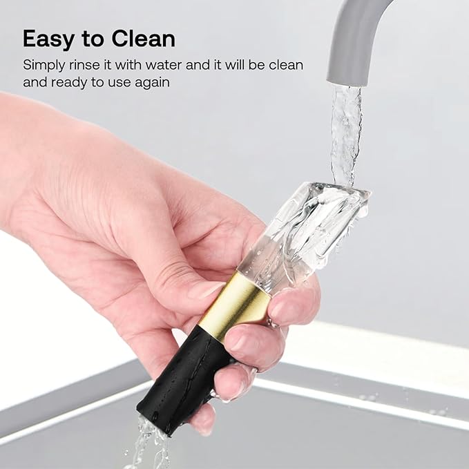 Elegant Wine Aerator Pourer Spout by ELMWAY - Clear Wine Air Aerator Enhances Flavor, Aroma & Finish, No Spill Design, Wine Accessory Gift for Wine Lovers - Gold