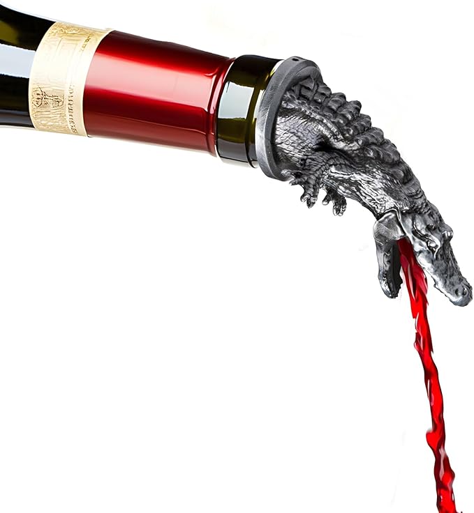 Stainless Steel Alligator Wine Aerator Pourer - Deluxe Decanter Spout for Robust Red and White Wine - Pour Amore Bottle Pourer/Stopper & Air Diffuser by Chris's Stuff