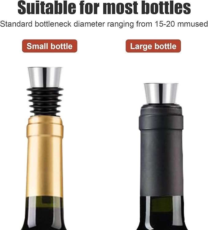 20 Pack Stainless Steel Wine Stoppers for Wine Bottles, Beverage Reusable Vacuum Champagne Bottle Corks Accessories Tapered Storage Craft Art DIY for Kitchen, Bar, Gifts, Holiday Party, Wedding