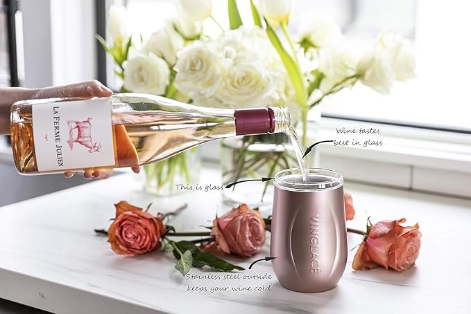Personalized Vinglacé Wine & Champagne Bottle Chiller - A Unique Customized Gift for Wine Lovers (Rose Gold)