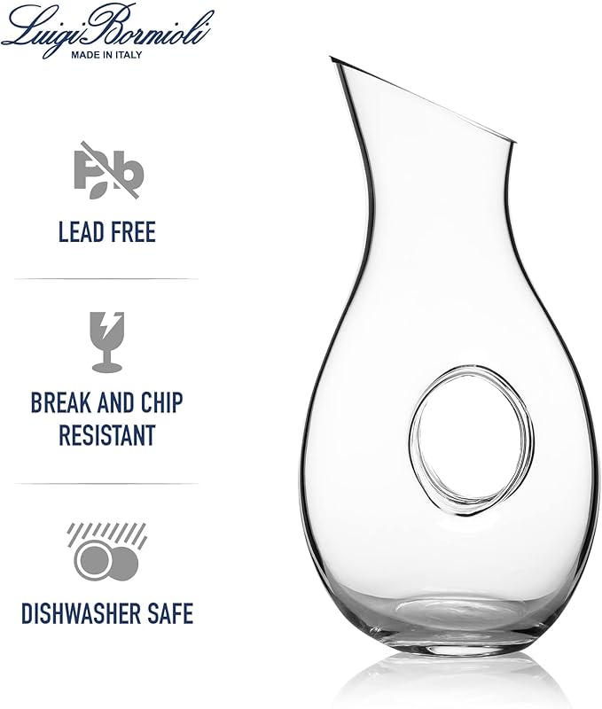 Luigi Bormioli Crescendo Carafe – 48 Oz Glass Decanter for Red, White & Rosé Wines, Serving Vessel with Generous Capacity – Ideal for Dinner Parties & Daily Use – Clear Crystal Glass