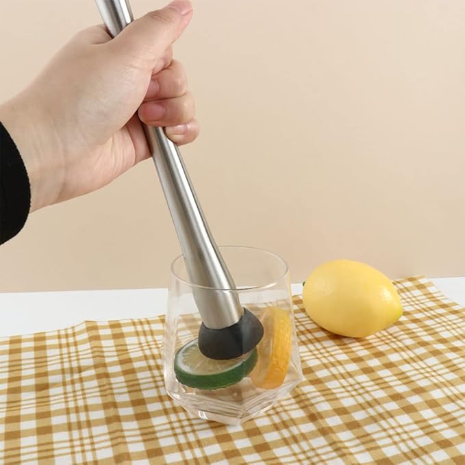 Vctitil Stainless Steel Cocktail Muddler and Mixing Spoon,Home Long Stainless Steel Masher,DIY Drink Wine Juice Barware Mixer Tool(11.5inch)