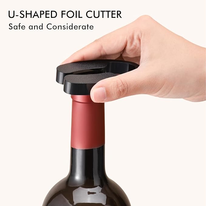 Novara Electric Wine Opener Set 4-in-1 | Rechargeable Corkscrew with Vacuum Stopper, Foil Cutter & Pourer | Automatic Bottle Opener Gift for Wine Lovers