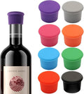 Silicone Wine Stopper, 8 Pcs Reusable Wine Bottle Stopper Caps Bottle Caps Seals to Keep Wine Fresh