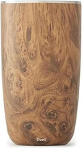 S'well Stainless Steel Wine Chiller, Holds 750ml Bottle, Teakwood, Triple Layered Vacuum Insulated Container Keeps Bottles Chilled for Longer, BPA Free Barware