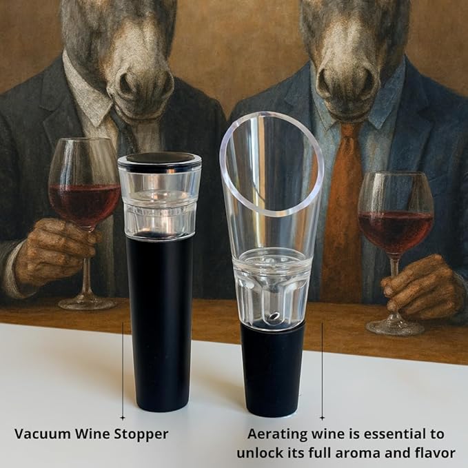 KANDOHAUS Wine Aerator & Pourer. 2 Essential Quality Wine Accessories. No drip No spill, improves taste and smell instantly – Wine Stopper – Wine Bottle Stopper – Wine Air Aerator – Wine Pourer Spout