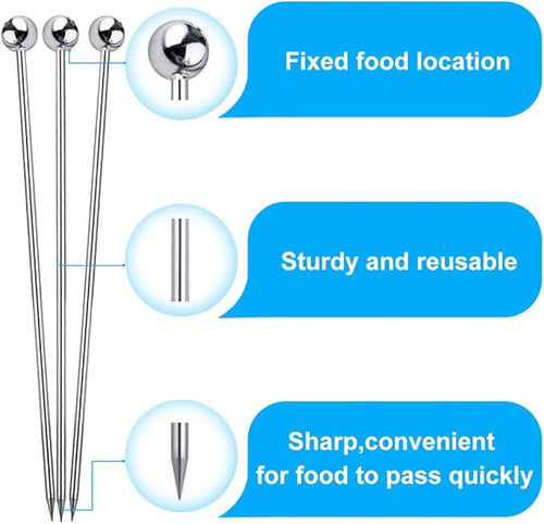 15PCS Cocktail Picks for Drinks, Stainless Steel Cocktail Toothpicks, Reusable Cocktail Skewers, Garnish Picks Bloody Mary Skewers, Metal Martini Picks for Olives Appetizers Fruit (4.3 Inch)