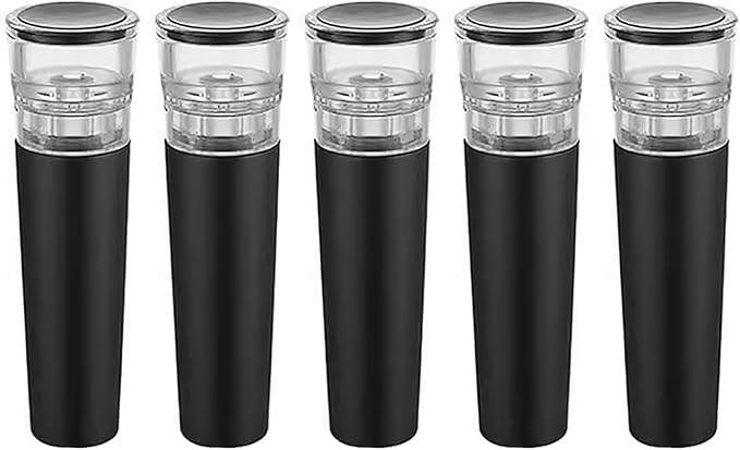 RLECS 5PCS 82x25x15mm Plastic Vacuum Wine Stopper Saver Pump Food Safe Silicone Cap Suitable for Standard Wine Bottle