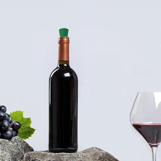 MECCANIXITY 4Pcs Wine Stoppers High Temp Silicone Plug T Shaped Wine Bottle Stopper Wine Outlet Cap Bottle Cover, Dark Green