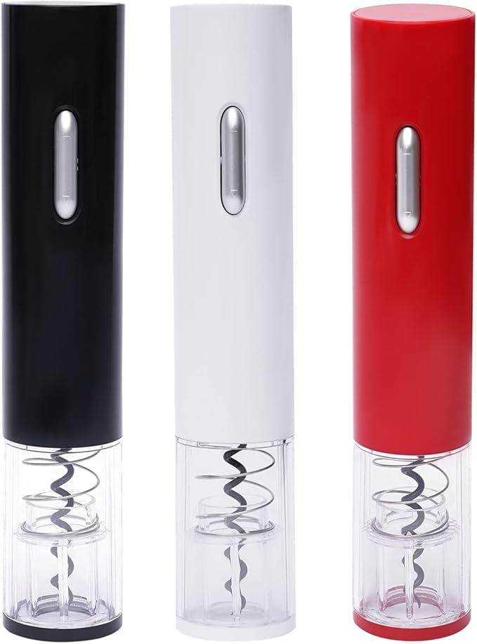 Electric Wine Opener, Automatic Electric Wine Bottle Corkscrew Opener Battery Power Supply Bottle Opener with Foil Cutter Gifts for Wine Lovers Kitchen Gadgets for Home, Party, Outdoor (White)