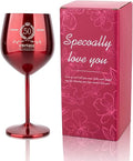 50th Birthday Gifts Wine Glass for Her Women, Stainless Steel Metal Unbreakable Decoration Glasses Red Cup 17oz with Vintage Print-Unique 50 Year Old Present for Mom Wife Sister Friend