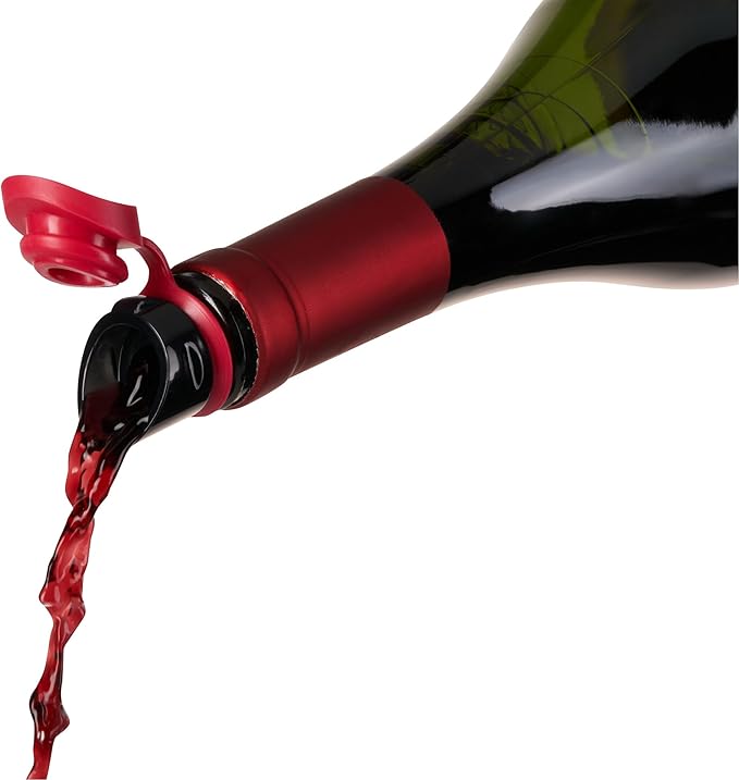 Innovine Wine Aerator Pourer with Built In Stopper, Tilt Design to Enhanced Flavor and Smooth Taste, Easy Pour, No Drip, Perfect for Red & White Wines, Home Bar Accessories, Set of 1, Raspberry