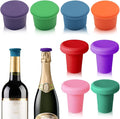 8 PCS MultiColor Silicone Wine Stoppers, Reusable Sparkling & Champagne Corks, Sealed Beverages Beer Bottle Caps, Keeps Wine Fresh