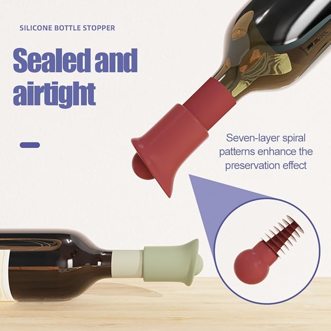 Silicone Wine Stopper for Wine Bottles, 2025 New Wine Stoppers for Wine Bottles, Seal Bottle Cover for Beer Champagne, Glass Bottle Sealer Covers Wine Stoppers for Home Use (12, Round Head)