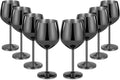 Lifecapido Stainless Steel Wine Glasses Set of 8, 18oz Stainless Steel Wine Goblet, Black Metal Wine Glasses with Cup Brush for Party, Office, Wedding, Anniversary, Great for Red, White Wine