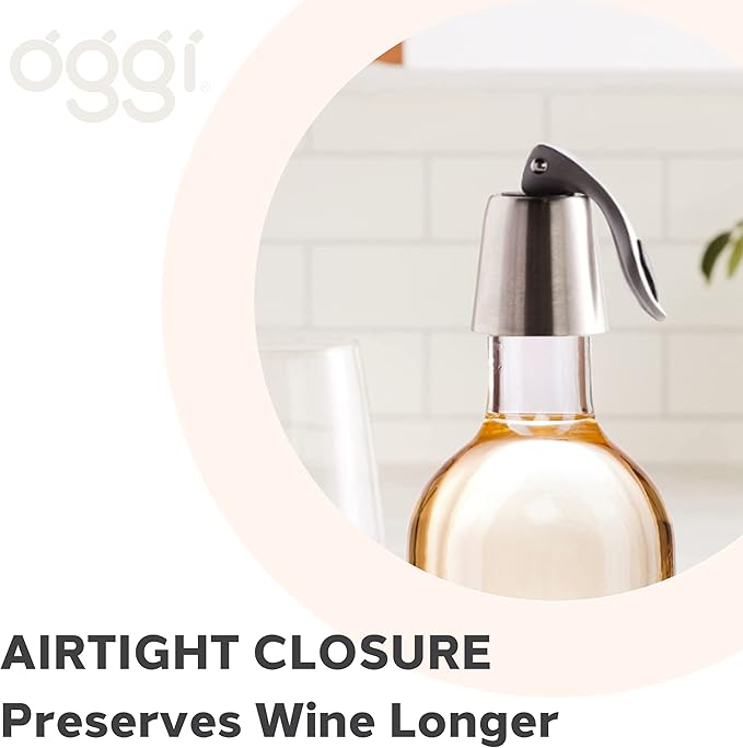 Oggi Bottle Stopper, Lever, Stylish Wine Topper (7653.) (Pack of 2)